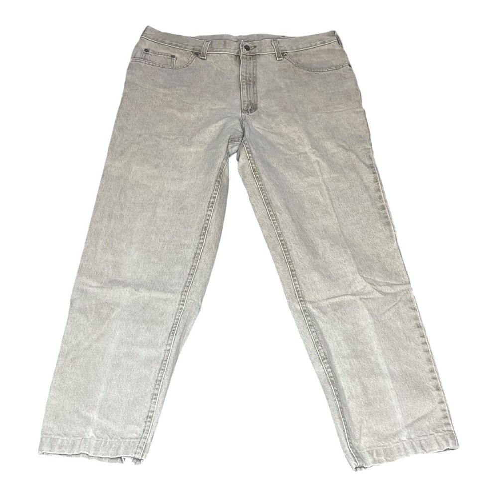 Vintage USA Union Made Lee Riveted Mens Beige Stone Wash Denim Jeans 36x30